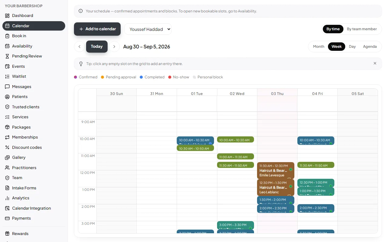 Your Barbershop: The calendar