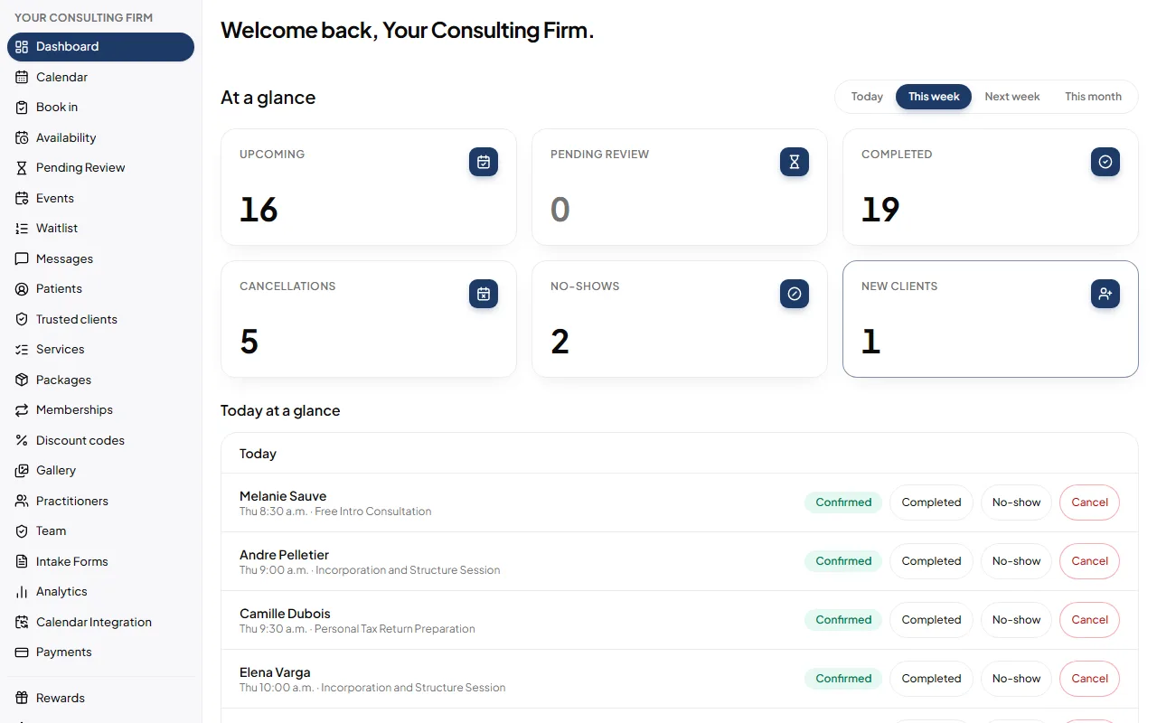Your Consulting Firm: Your day at a glance