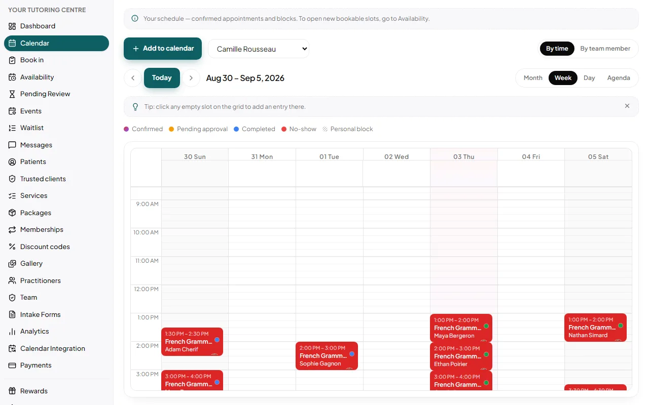 Your Tutoring Centre: The calendar